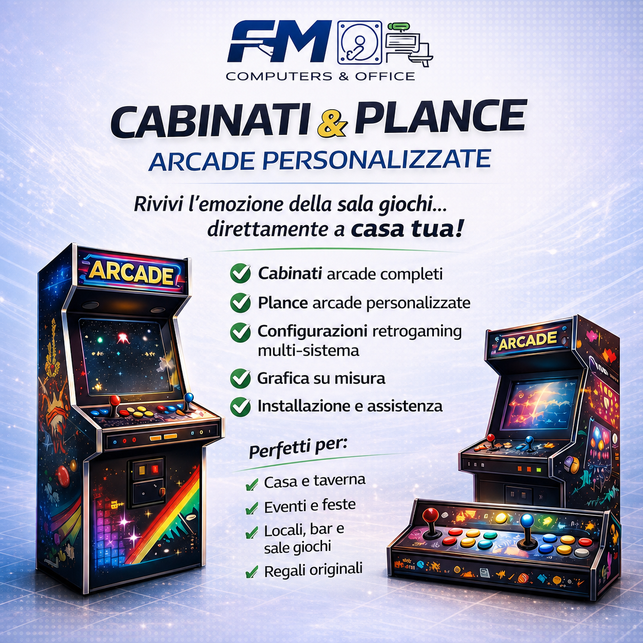 Cabinati e plance arcade personalizzate